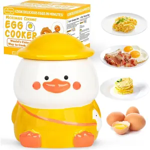Cute ceramic microwave egg cooker egg poacher for microwave wcooking recipes quick egg bites scrambled poached egg maker holds up to 4 eggs fast egg hamburg omelet maker just 60s