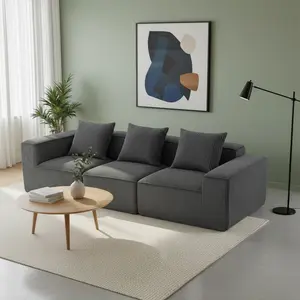 Spaco 3 Seat Modular Compression Sofa, Memory Foam Upholstered Couch, Foldable Sleeper Sofa With Pillow, Comfy Floor Lounge For Living Room Bedroom