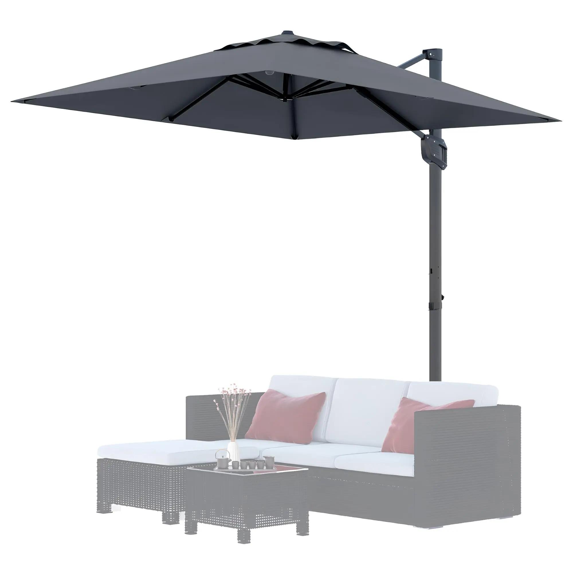 10' x 10' Extra Large Square Cantilever Patio Umbrella - Heavy Duty Canopy, Adjustable Tilt, UV Protection, Sturdy Base, Easy Assembly, Weather-Resistant, Fade Resistant, Ideal for Patio Decor, Beach Cabana Canopies & Shade, Adjustable Tilt Canopy