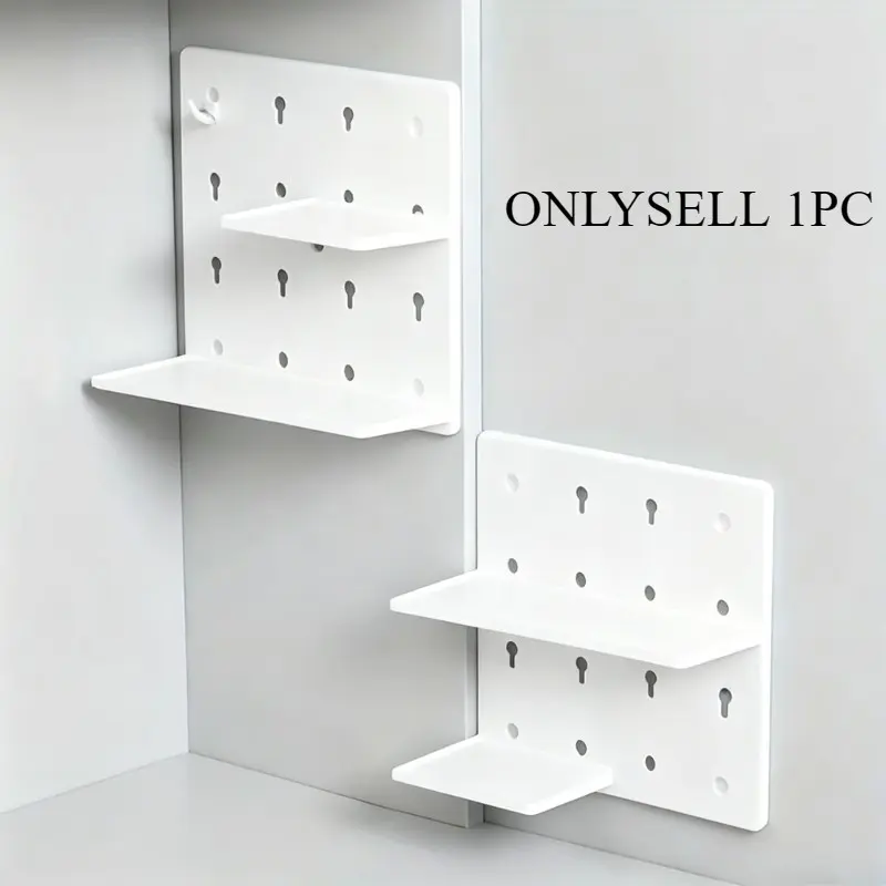 1pc Peg Boards for Walls - Free Punching Craft Room Storage with Shelf & Hooks - Organize Your Garage, Kitchen, Living Room, Bathroom, and Office Wall Organizer Wall Rack