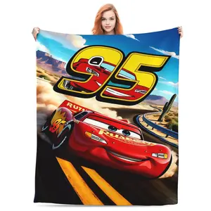 DISNEY CLASSIC Cars 95 Fleece Throw Blanket – Cars Movie Racing Design with Desert Scene, Soft Cozy Blanket for Kids, Teens & Pixar Fans, Perfect for Bed, Couch or Travel