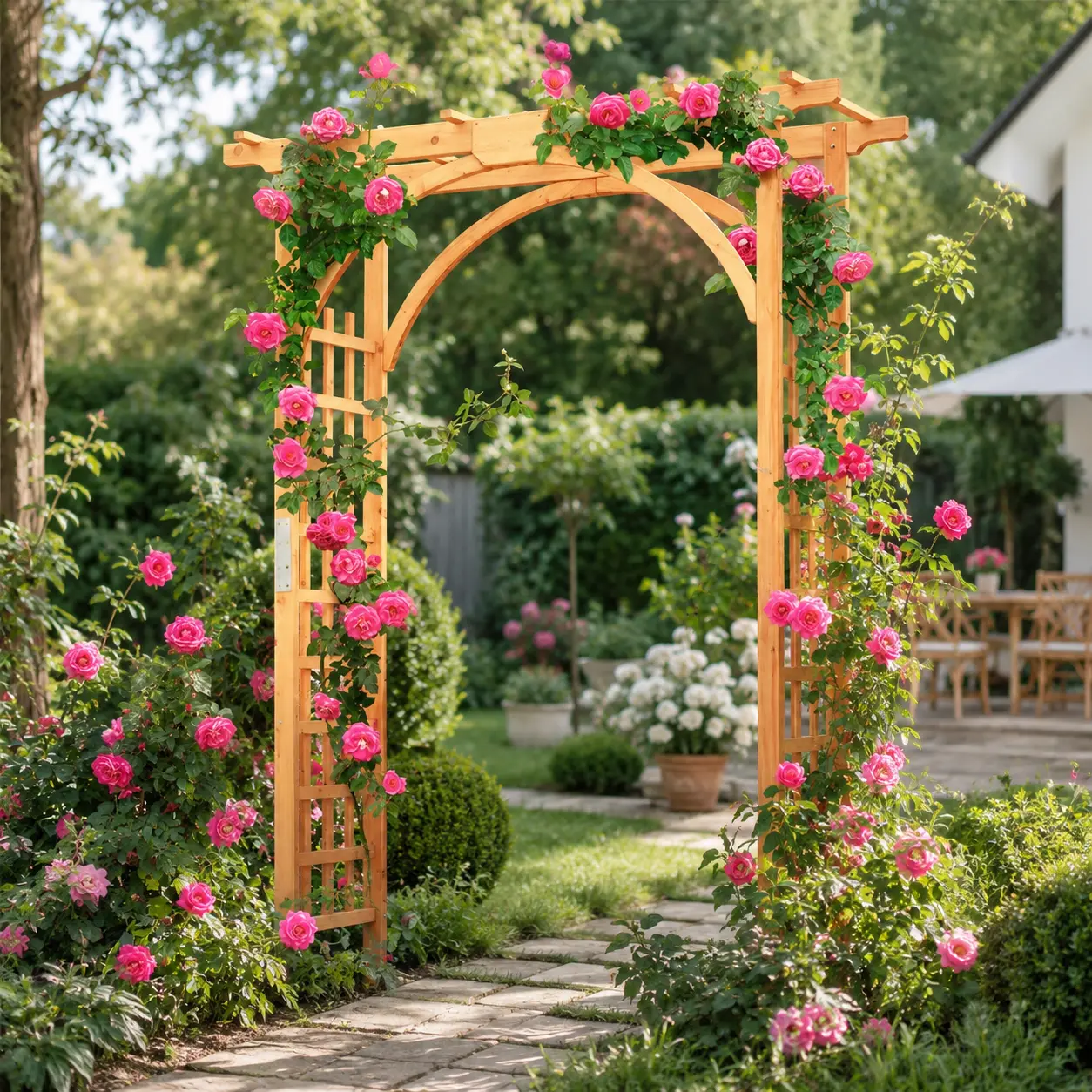 Yaheetech 85in Wooden Garden Trellis Horticulture Garden Arch Arbor for Climbing Planting Plant Stand in Garden Yard Outdoor, Brown Yaheetech 85in Wooden Garden Trellis Horticulture Garden Arch Arbor for Climbing Planting Plant Stand in Garden Yard Outdoor, Brown