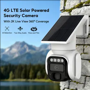 4G LTE Solar Security Camera (No Wi-Fi Needed), 2K Color Night Vision, 360° PTZ, Two-Way Audio, Spotlight Siren, Built-in SIM (US Only)