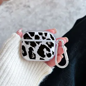 Leopard - Print Charm Pattern TPU Soft Protective Case for Apple AirPods 4/3/2/1/Pro/Pro2 Transparent Earphone Cover with Keychain Attachment