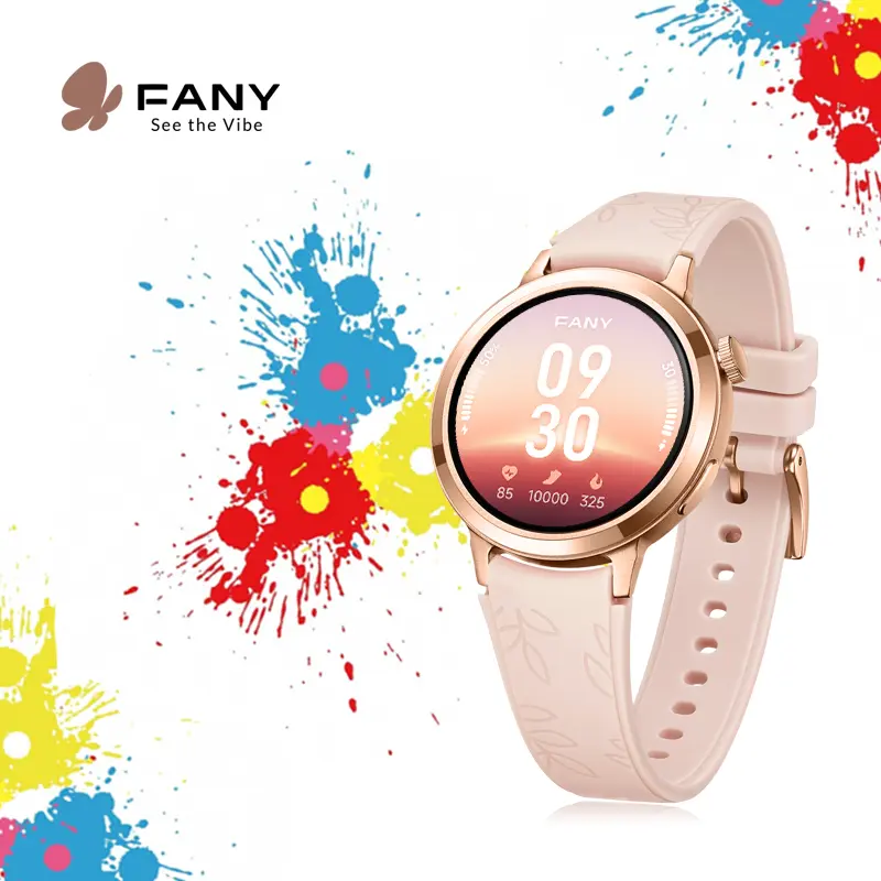 FanyLuna Wireless Silicone Smart Watch for Women - AMOLED Display, 110+ Sport Modes (Including Running), Fitness Tracker with Heart Rate/Sleep/SpO2 Monitoring, 7-Day Battery, Water Resistant, Bluetooth Free App, Ultra-Sleek Lightweight Round Wristwatch, W