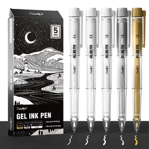 [JusArt] White Pen, Gold Pens & Silver Pen with 0.4mm, 0.5mm & 1.0mm Assorted Tips, Opaque Ink Pens for Black Paper, Journaling & DIY Crafts, Ideal Drawing Pens for Artists & Art Supplies, 5 Pack tiktok shop back to school shopping