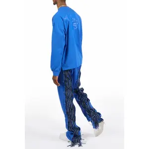Antal Royal Blue Long Sleeve T-Shirt/Baggy Stacked Track Set