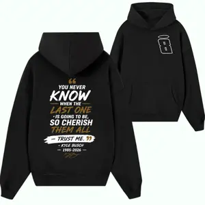 Kyle Busch Quote Memorial Hoodie – “Cherish Them All” Vintage NASCAR Inspired Graphic Racing Sweatshirt