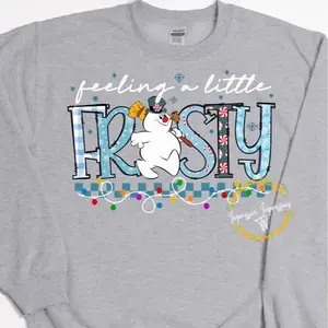 Feeling A Little Frosty Snowman Crewneck Sweatshirt for Women - Casual Soft & Breathable Fabric - Perfect for Cozy Outfits & Layering