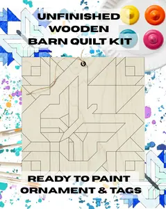 Barn Quilt Ornament DIY Kit: Butterfly Moth Rustic Wood Ornament (3x3 inch) | Group Painting Kit | Paint Your Quilting Hang Tag Make Take
