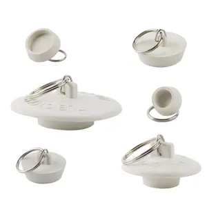 Hibbent 6 Pieces Drain Stopper, Rubber Kitchen Sink Drain, Sink Stopper Drain Plug with Pull Ring for Kitchen, Bathtub, Bathroom and Laundry Sink in 6 Different Sizes, White