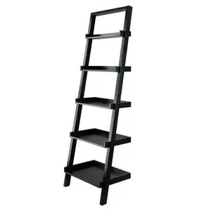 Winsome Bellamy 5-Tier Leaning Shelf, Black, Solid / Composite wood