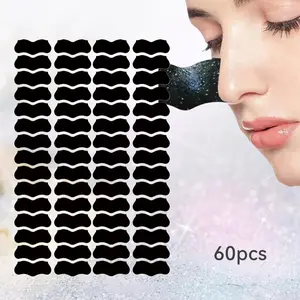 Blackhead Remover Patches 60pcs, Fragrance-Free Charcoal Nose Mask, Nose Strips, Gentle Cleansing, Non-Irritating, Pull-Off Design, Acne Treatment, Unisex Skincare Tool