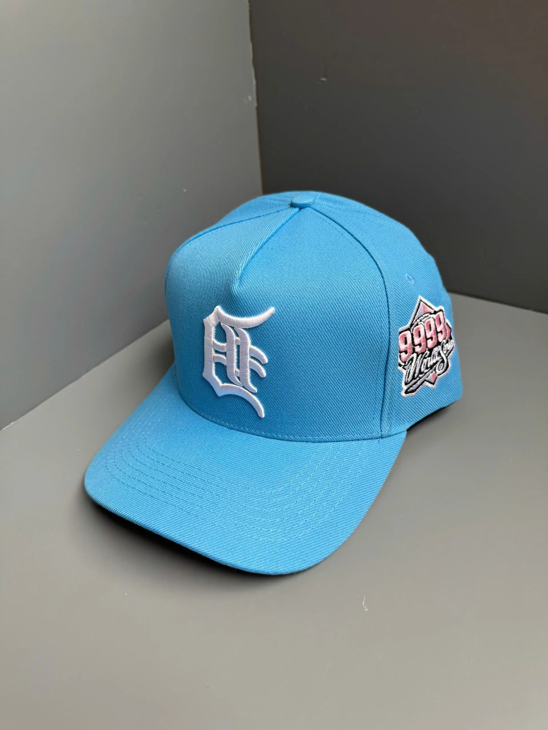 Unisex Sky Blue Embroidered Monogram Baseball Cap – Adjustable Curved Brim Urban Streetwear Hat