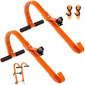 【DealsForYouDays】VEVOR Ladder Roof Hook, 2 Pack with Wheel Heavy Duty Steel Ladder Stabilizer, Roof Ridge Extension Rubber Grip T-Bar for Damage Prevention, 500 lbs Weight Rating, Fast & Easy to Access Steep Roofs
