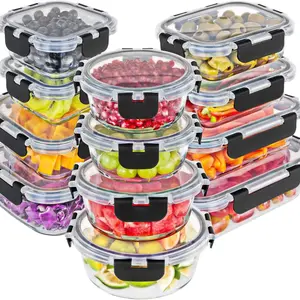 Magic Mill Glass Storage Containers with lids Set | Ultimate 24pc Sets with 12 Food Storage Containers & 12 Airtight Locking Lids for Lunch