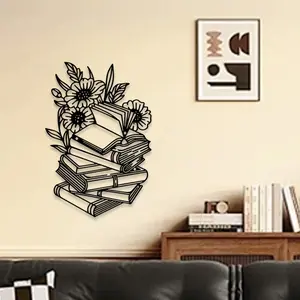 1pc Bibliophile's Muse Metal Artistic Wall Art, Bibliophile's Muse Statue Mural, Perfect for Home Library, Book Nook, Literary Wall Decor, World Book Day Decor, Ideal Gift for Librarians,Perfect For Halloween/Christmas/Easter decor, Decorative Art