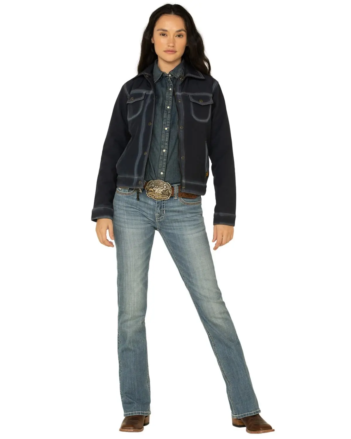 Sts Ranchwear By Carroll Women's Navy Brumby Softshell Jacket - Sts9465