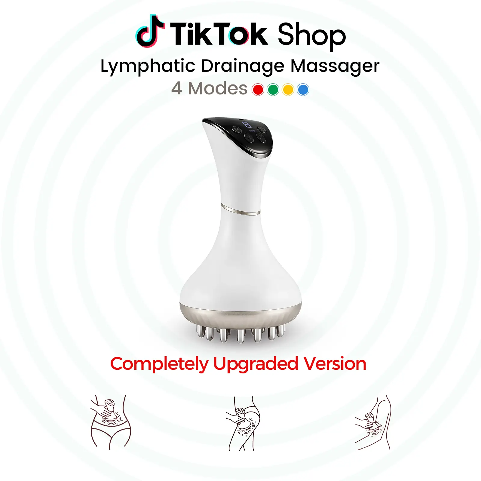 Upgraded 4-in-1 LED Body Sculpting & Lymphatic Drainage Massager - Professional Heated Vibration Handle Tool for Skin Tightening & Cellulite - Portable Self-Care Gift summerfinds