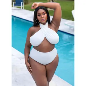 Island Babe Wrap Halter Swim Top - White