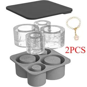 2PCS Designed for Large Tumblers: Jumbo Ice Cubes + Slow-Melting | Lid to Prevent Odors | Easy-Release Ice Maker (Pink)