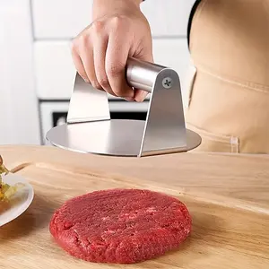 Single Piece Stainless Steel Burger Press, 6-Inch Non-Stick Hamburger Patty Maker, Ergonomic Handle, Flat Surface for Uniform Meat Pressing, Cooking, Kitchen Gadgets