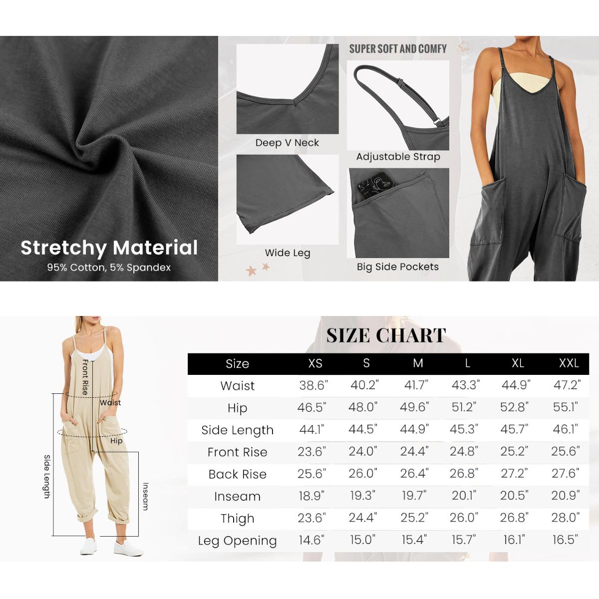 Kingapril Women's Causal Jumpsuits V Neck Sleeveless Harem Overalls Stretchy Adjustable Strap Romper with Pockets in Various Colors