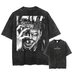 Kenjaku Oversized Vintage T-shirt V1, Acid Wash Shirt,Anime Clothing, Gif for men, Y2K shirts