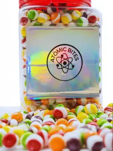 OVER 1.5 POUNDS Freeze Dried Atomic Bites JAR Candies Rainbow Flavor Candy