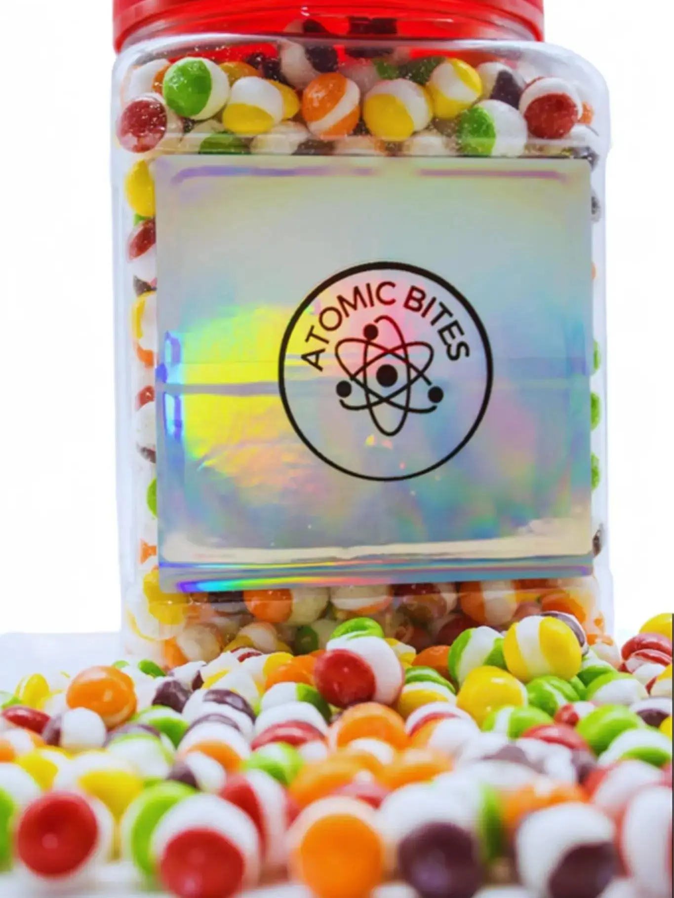 OVER 1.5 POUNDS Freeze Dried Skizzle Atomic Bites JAR Candies Rainbow Flavor Candy