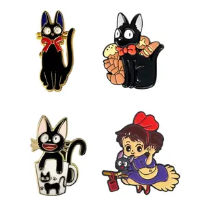 Cute Anime Jiji Cat Metal Enamel Pin for Home Decoration