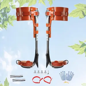 Upgraded Leather Tree Climbing Spikes Set, 45 #   Steel Forging Height Adjustable Tree Climbing Gear Tool for Tree Work Logging Fruit Picking (Brown)