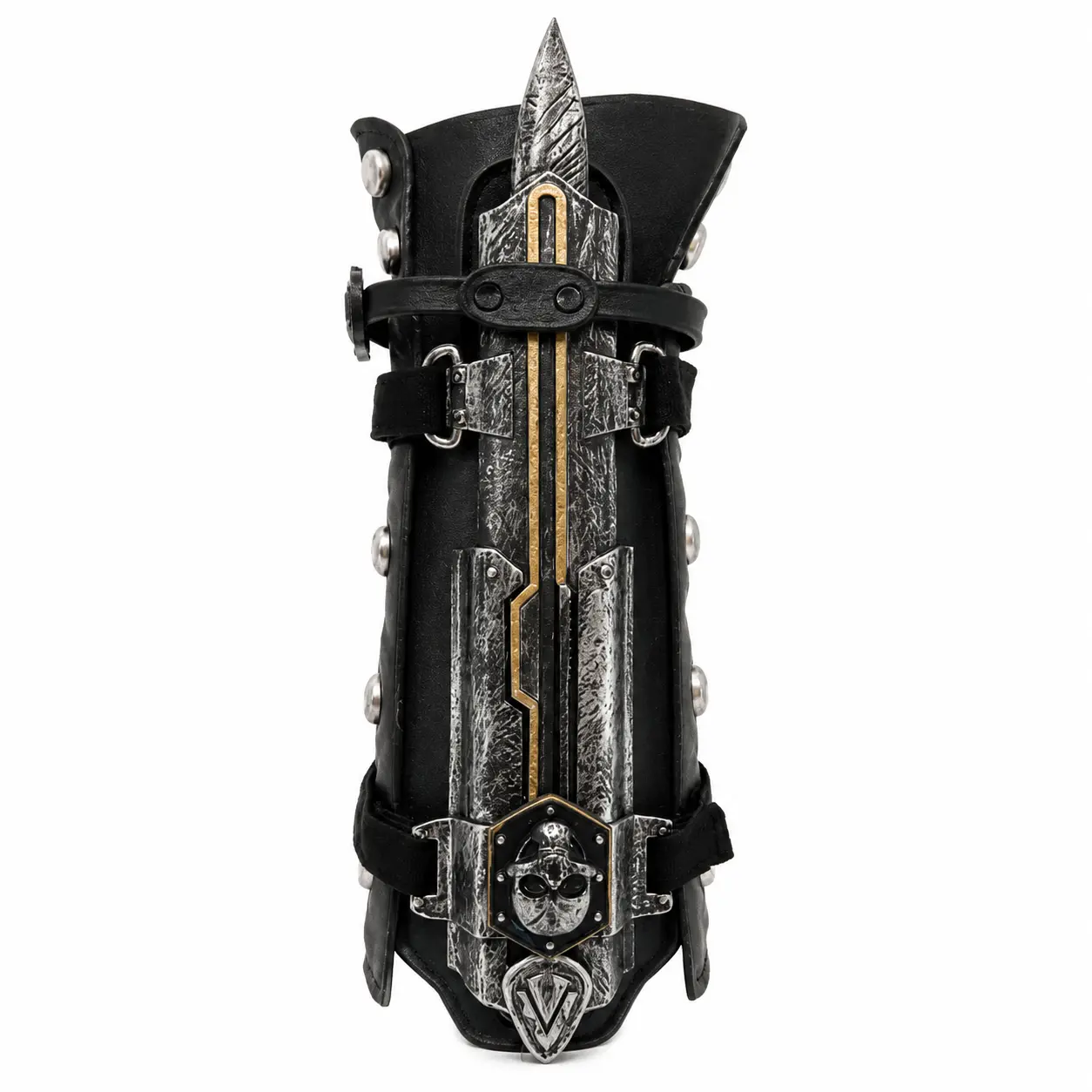 Pirate Assassin Hidden Blade Gauntlet Prop, Full-Scale Forearm Bracer with Adjustable Straps for Cosplay, Conventions and Display
