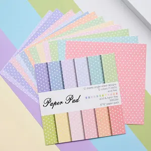12 Sheets 6 Inch Polka Dot Plaid Scrapbook Paper, Seamless Card Making Background Paper, Handmade Art Paper, Single Side Pattern, Scrapbooking Craft Supplies