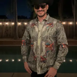 Dragon Rhinestone Long Sleeve Shirt (Slimfit)