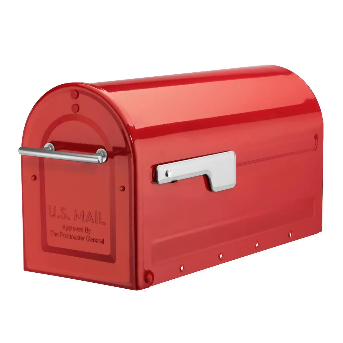 212 MAIN Architectural Steel Mailboxes Boulder Post-Mount Mailbox - Red, Large Size, Modern, Outdoor