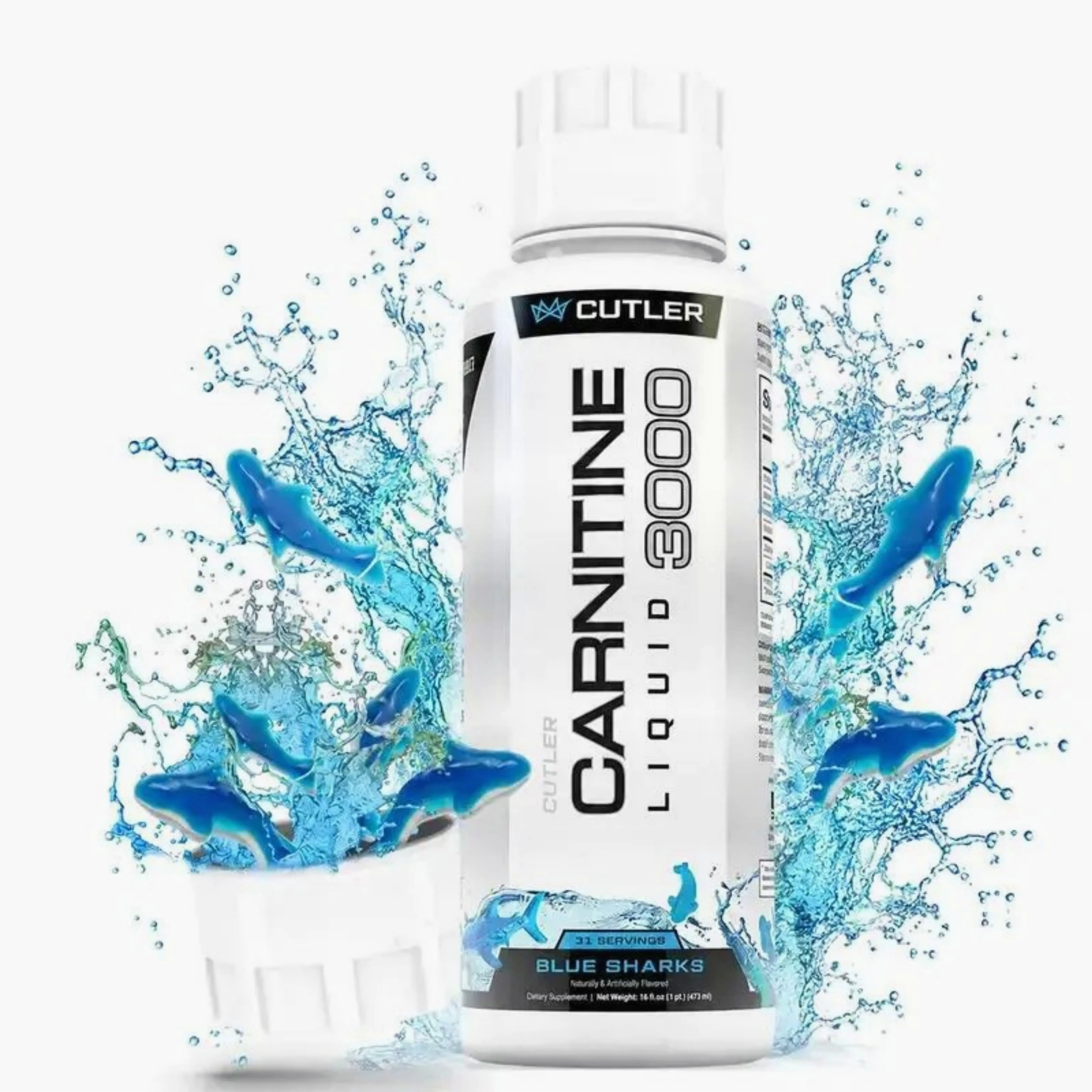 Cutler Nutrition Carnitine Liquid 3000 Blue Sharks Flavor | Active Energy Beverage | Ready-to-Drink Workout Fitness Drink | US Edition