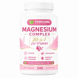 FoSoCang Magnesium Complex for Women, 240 Vegetarian Capsules | 20-in-1 Formula - Magnesium Blend with Vitamin D3, K2, Ashwagandha & More | Filler Free, Non-GMO /  Healthcare,Dietary,Supplement,Edible,Bathroom,Optimum,Fitness
