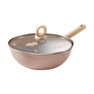 COOKER KING  No Lid 28cm Non-stick Wok Pan, Ceramic Non-stick Stir-fry Pan for Gas & Induction Stoves, PFOA-Free, No Lid