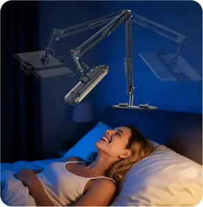 SEANCHEER A-107 2025 New Tablet Stand & Phone Holder for Bed, Overhead Cell Phone Mount, Adjustable Universal 360° Rotatable Metal Bed Phone Holder for iPad, iPhone, Kindle, Samsung and Other 5-12.9 Inch Devices