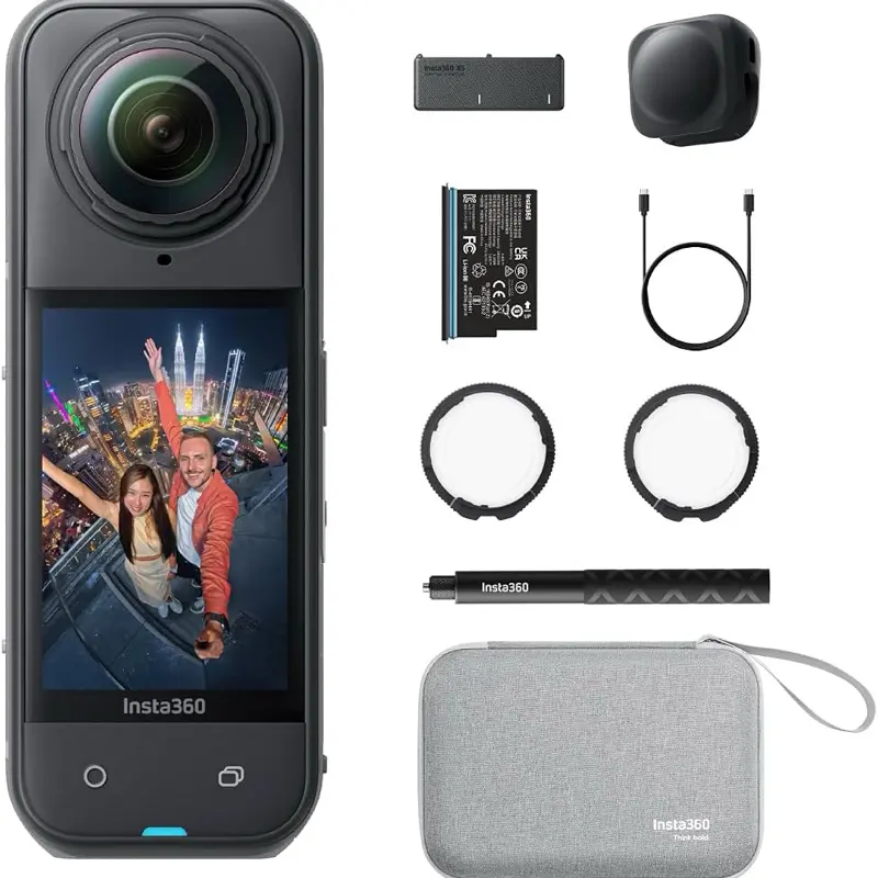 Insta360 X5 8K 360° Waterproof Action Camera, Portable Travel & Outdoor Sports Model with Accessories