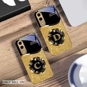 Black Gold Phone case Protector, Accessories suitable for Samsung Galaxy S25 Edge/S21 FE/S22/S23/S23 FE/S23+/S23 Ultra/S24 FE/S24 Plus/S24 Ultra/S25 Ultra/S21+/S21 Ultra/S22+/S22 Ultra/S21/S25Plus Golden glass protective case