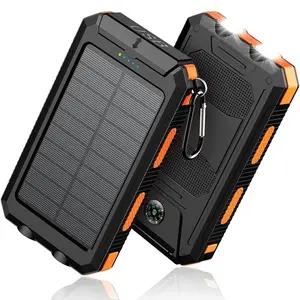 Multifunctional Outdoor Camping Flashlight, Solar Or USB Charging Power Bank with Compass Function, Durable Intelligent Indicator Light, Perfect for Camping Travel, Rechargeable Solar Flashlight