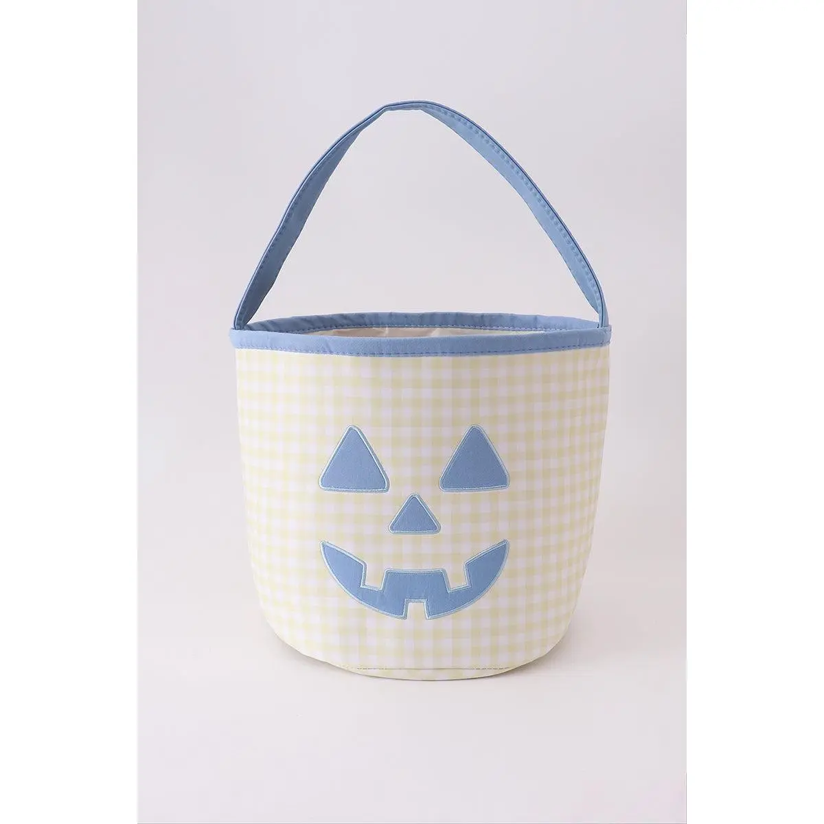 Yellow Pumpkin Applique Gingham Basket