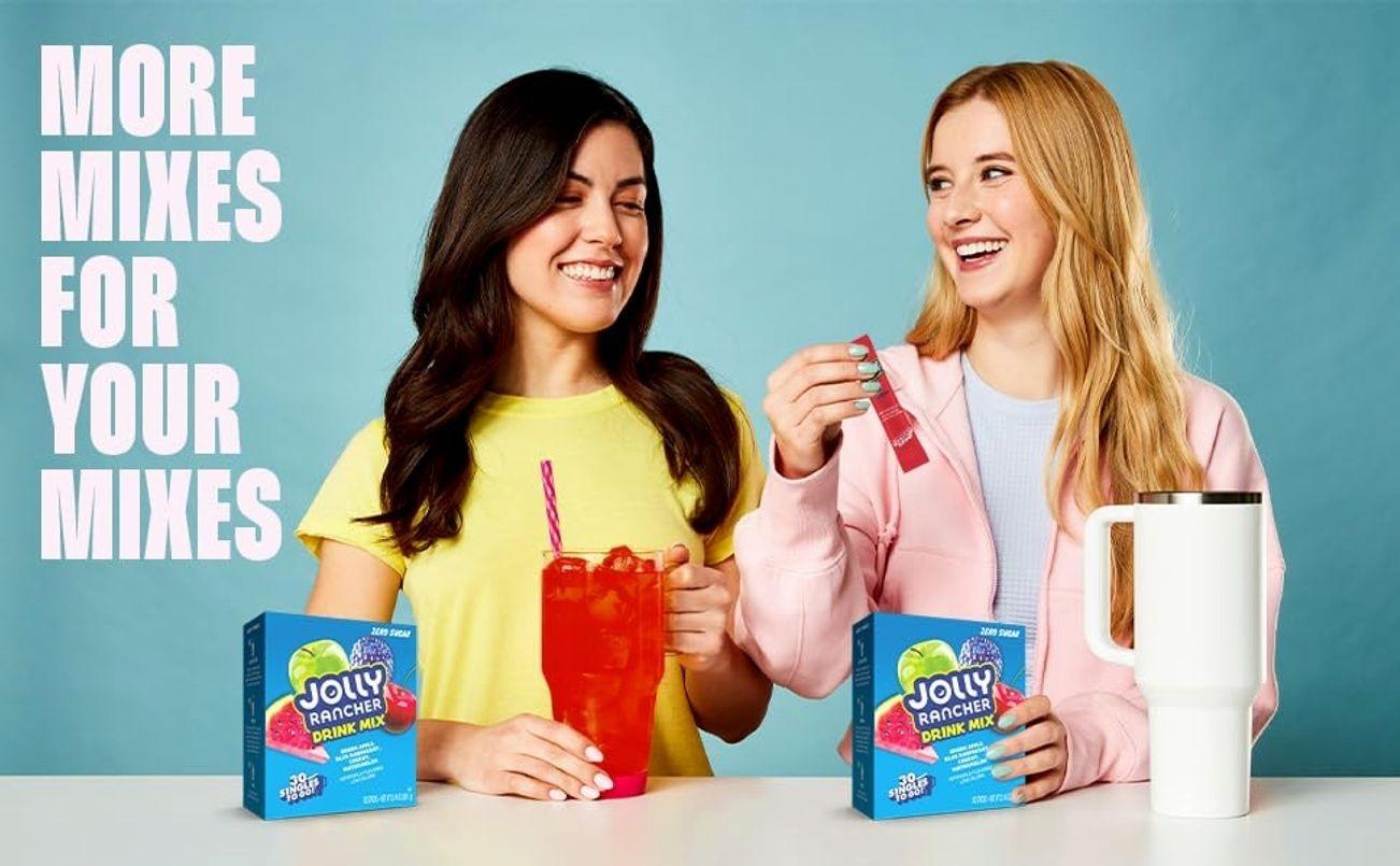 Jolly Rancher Singles To Go Variety Pack, Powdered Drink Mix, Zero Sugar, Low Calorie, Includes 4 Flavors: Green Apple, Blue Raspberry, Cherry, Watermelon, 1 Box (30 Single Servings)