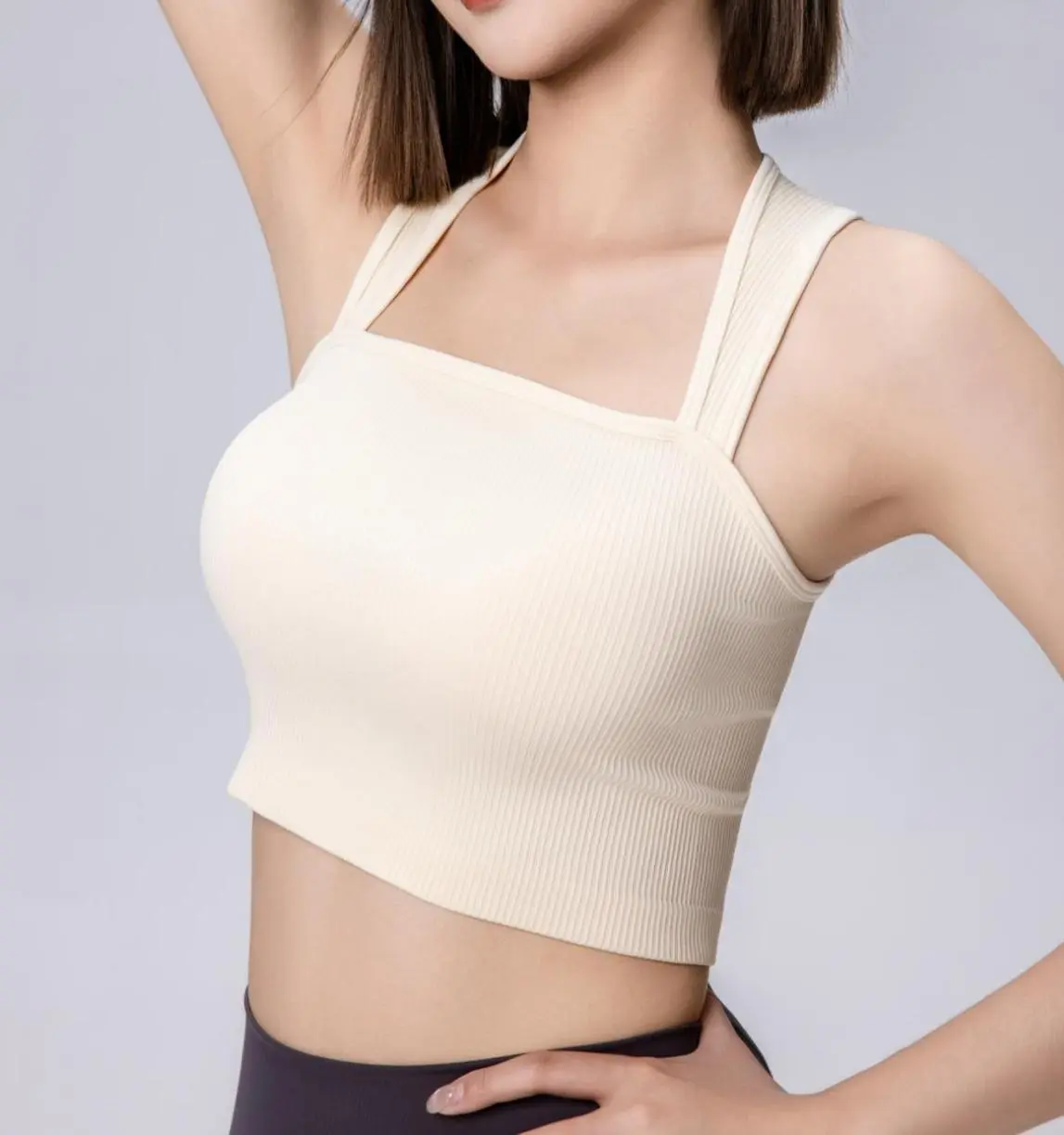 【Live Stream Discount】SUNVADUN 481-3 Piece Women's Strappy Sleeveless Square Neck Stretch Crop Top, Casual Comfy Cami, Basic Minimalist Sports Underwear for Everyday Wear (481-Black, Coffee, Beige),summerwins,travel essentials,camping essentials tiktoksho