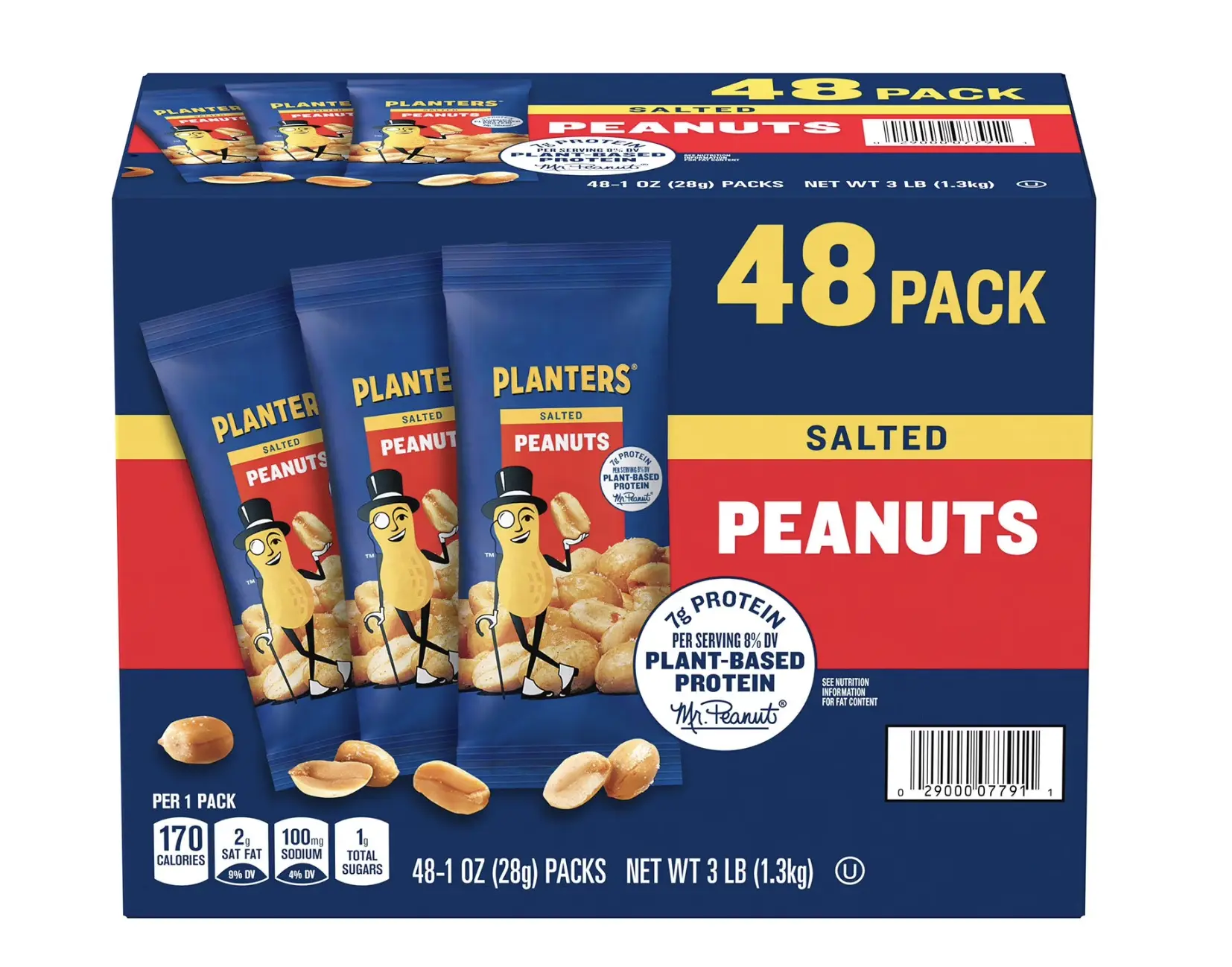 Planters Salted Peanuts, Single-Serve Packs, 1 oz., 48 pk. Protein Snack Planters Salted Peanuts, Single-Serve Packs, 1 oz., 48 pk. Protein Snack