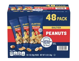 Planters Salted Peanuts, Single-Serve Packs, 1 oz., 48 pk. Protein Snack
