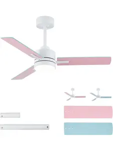 LANMEL 42'' Ceiling Fan with Lights and Remote, Pink Blue Ceiling Light for Kids Room, Modern Ceiling Fan for Boys Girls, 6 Speed, Reversible, 3000k-6000k LED, Quiet DC Motor for Indoor Outdoor tiktokshopspringglowup