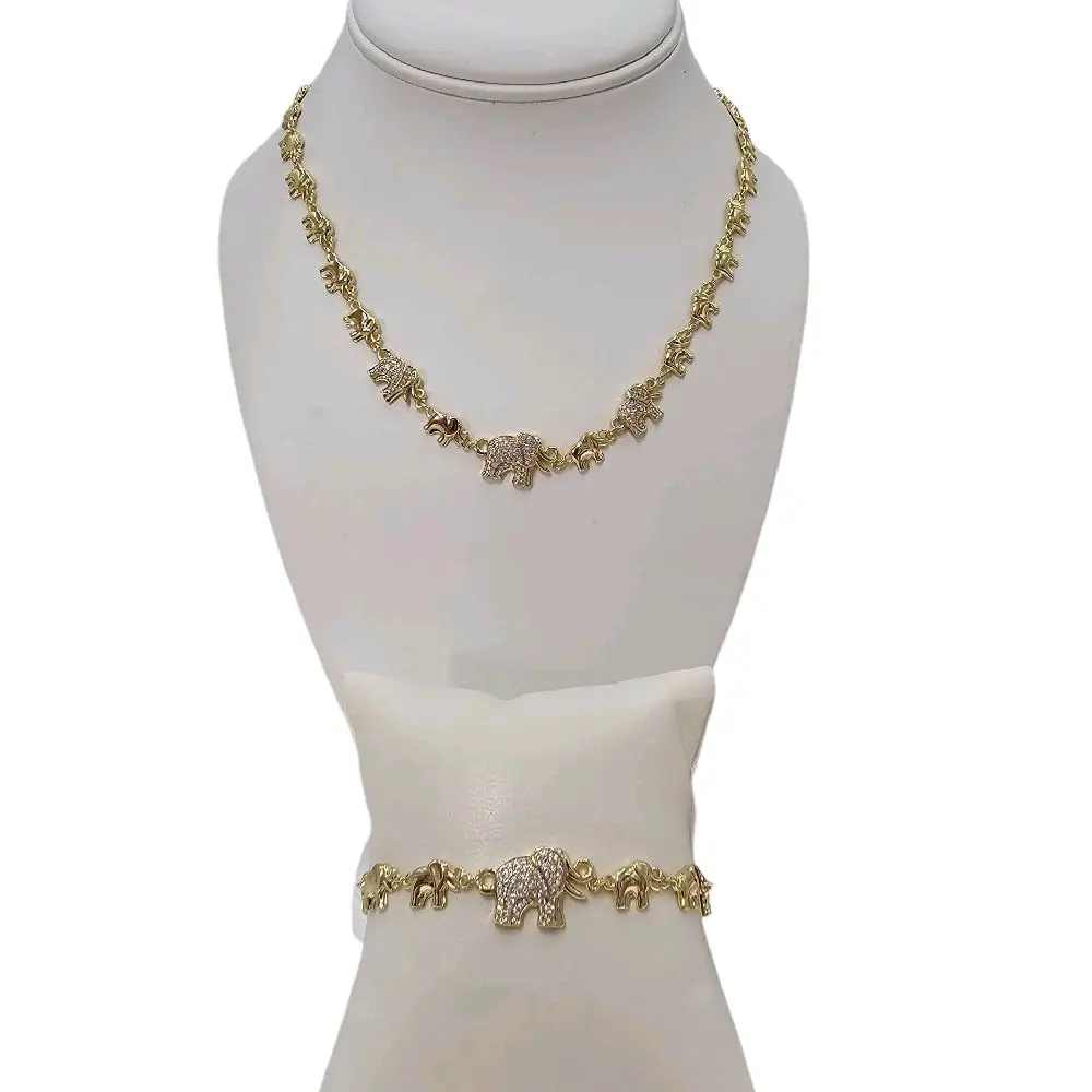valdiviajewery # 2145 Elephant Set Gold Plated 14k High Quality.